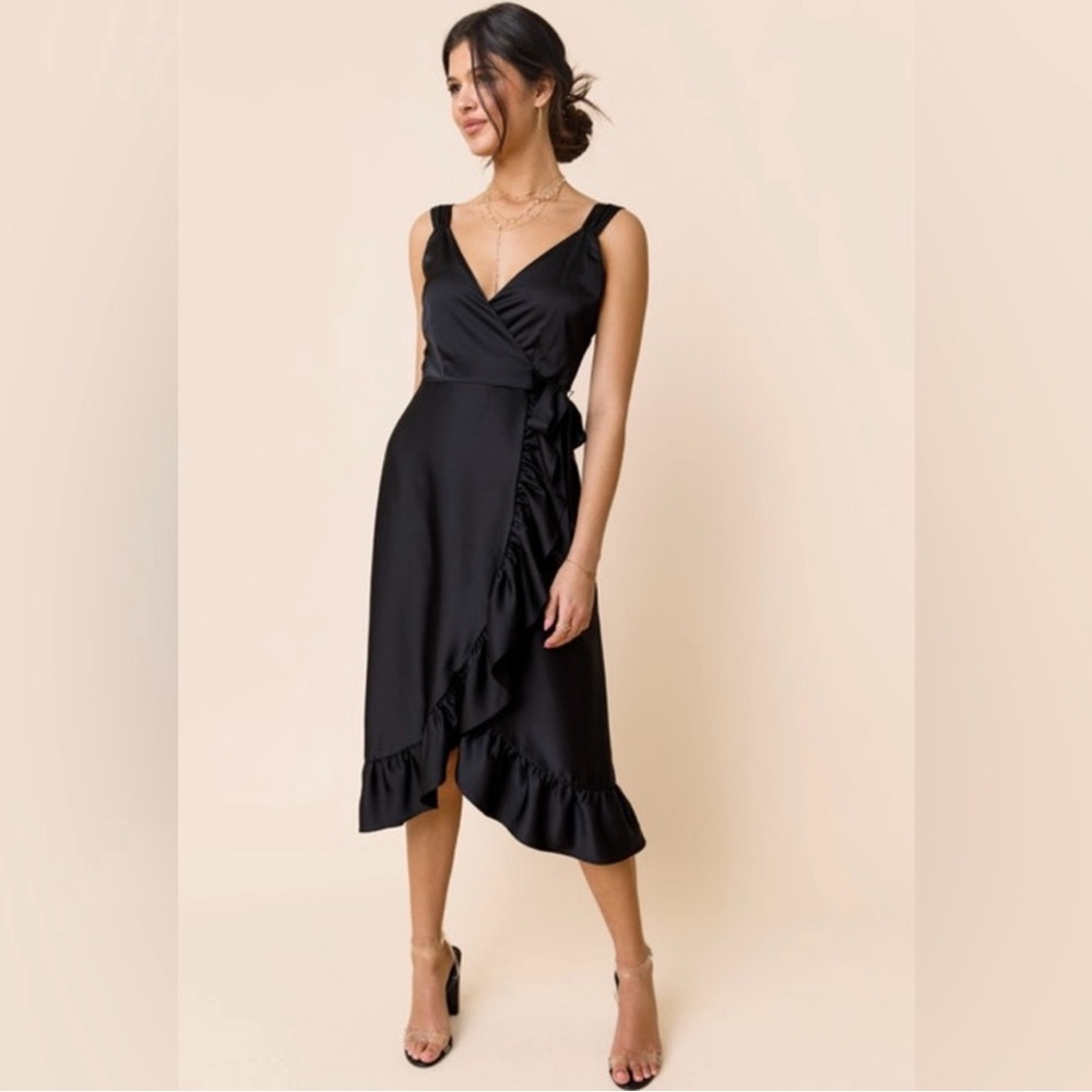 Francesca’s Elegant Black Wrap Dress